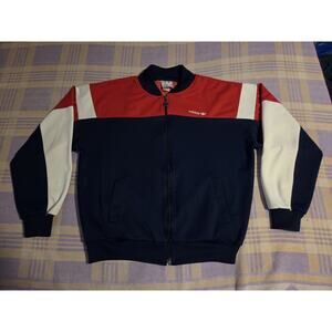 Vintage 80s 90s Adidas Red White Blue Zip Up Track Top Jacket Navy Original USA